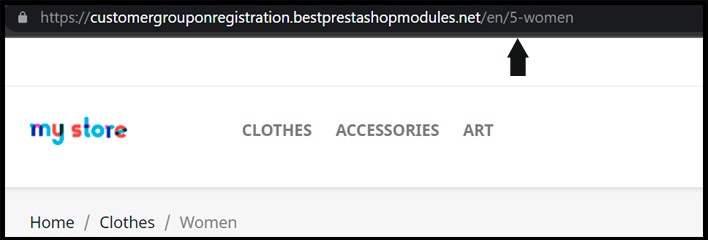 URL amigable de PrestaShop que contiene un ID